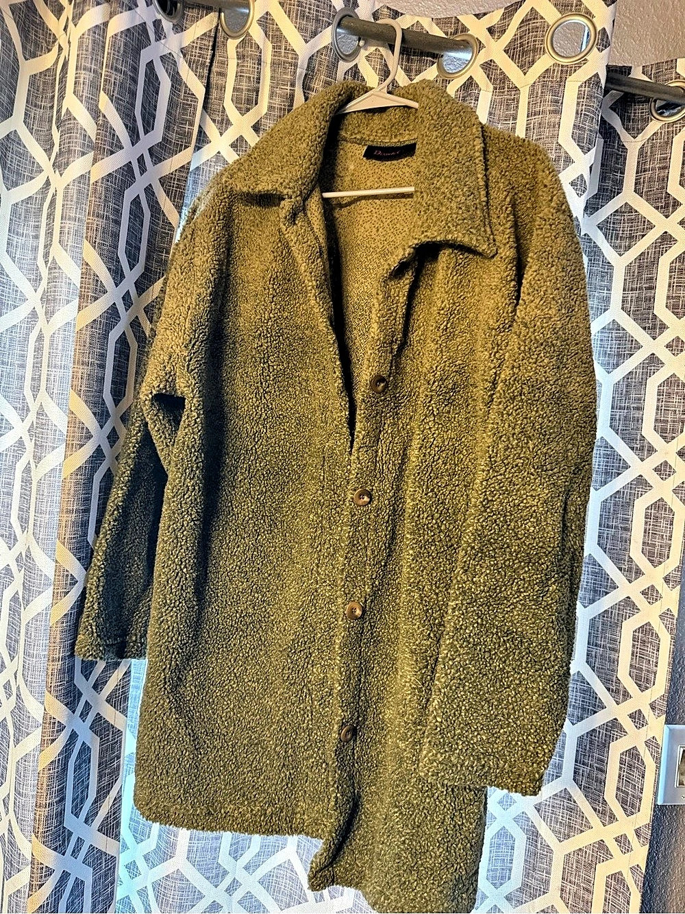 Denim & Co. Green Teddy Jacket Size XL Like New